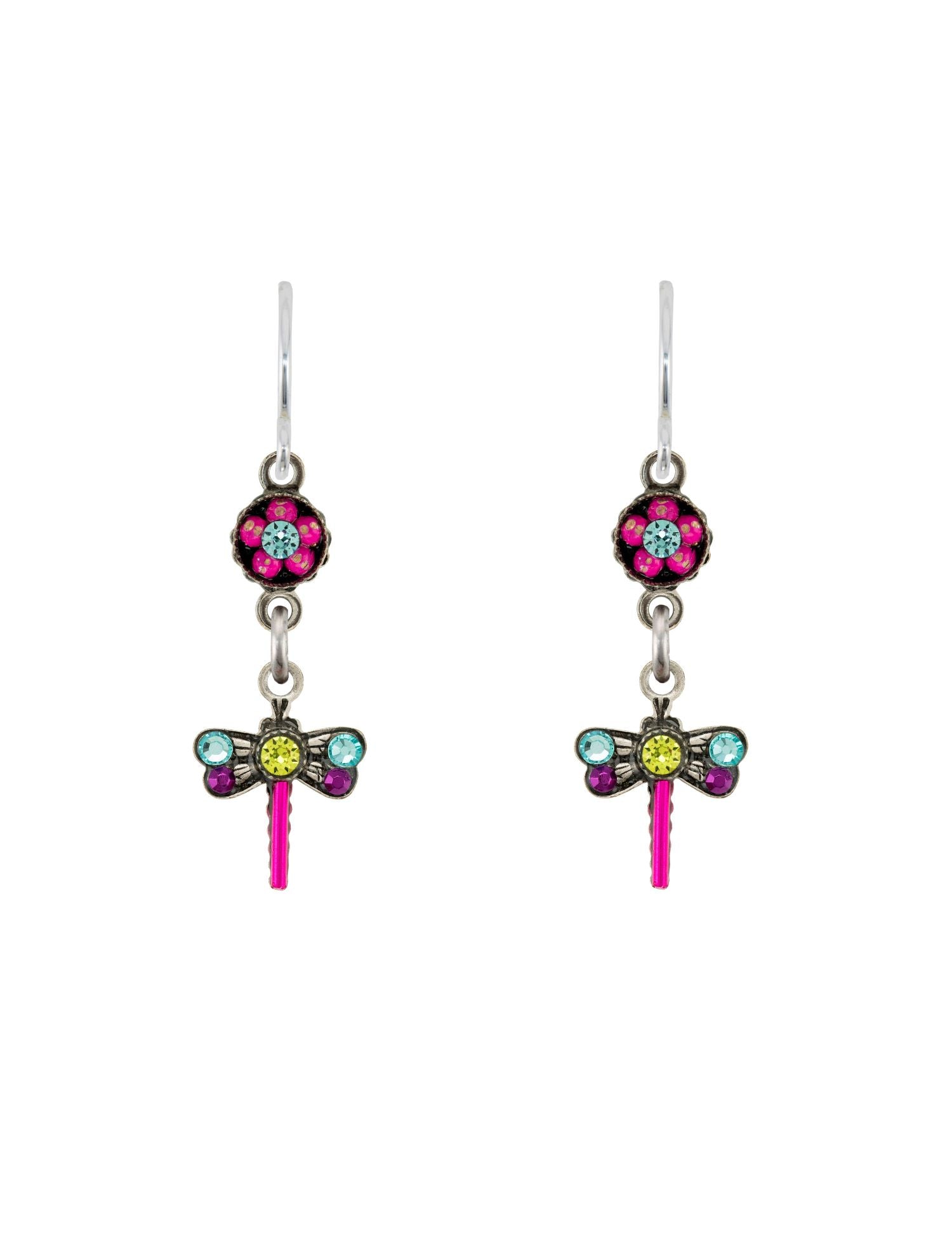 E596-LT Mini Dragonfly Earrings-Light Turquoise
