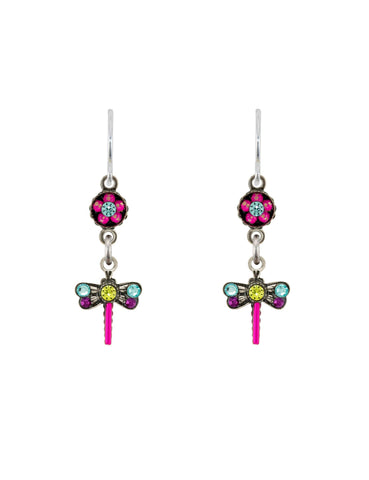 E596-LT Mini Dragonfly Earrings-Light Turquoise