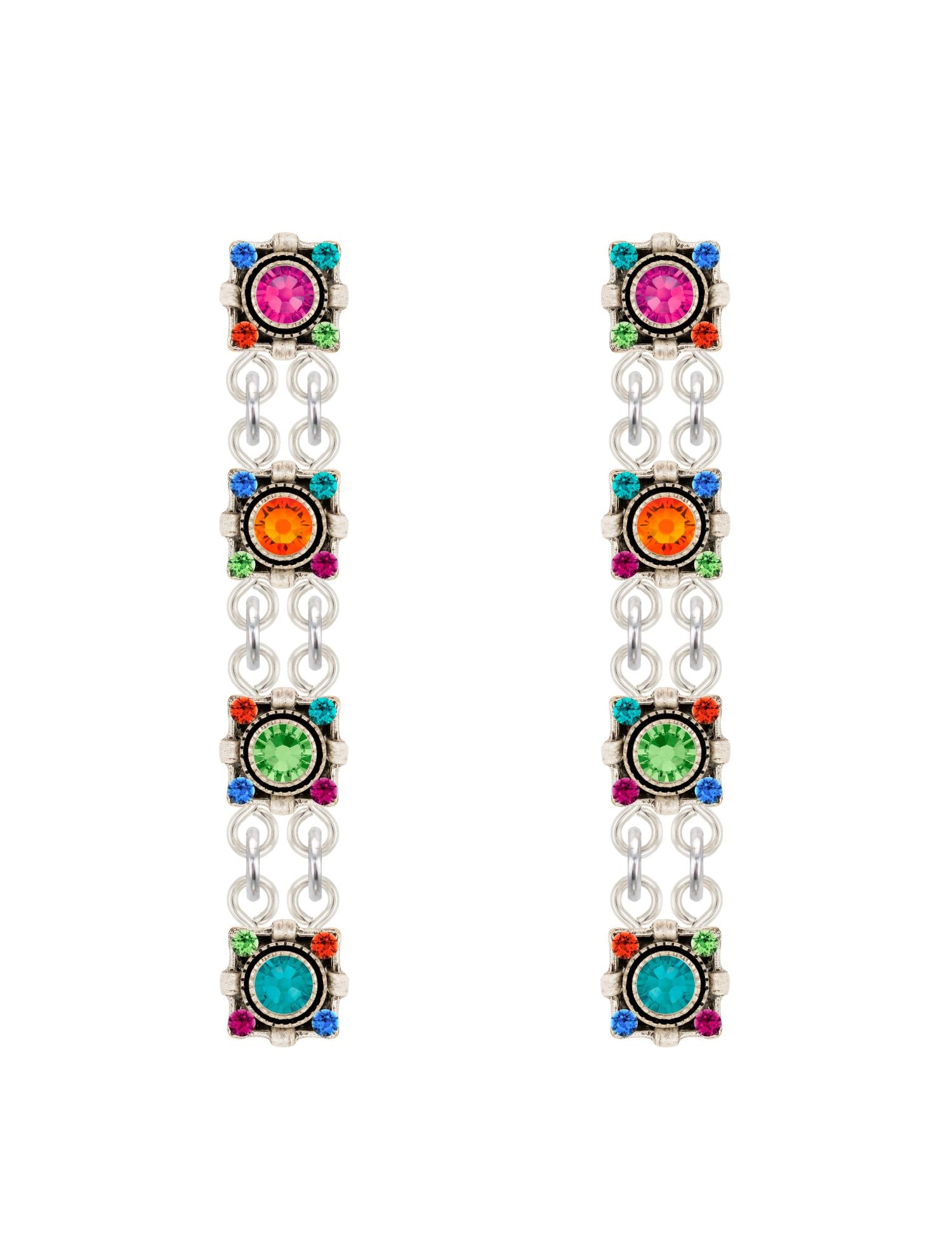 E605P-MC Dulce Linear Post Earrings-Multicolor