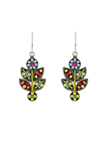 E610-MC Scalloped Flower Elaborate Earrings-Multicolor