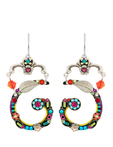 E652-MC Elaborate Spiral Earring-Multicolor