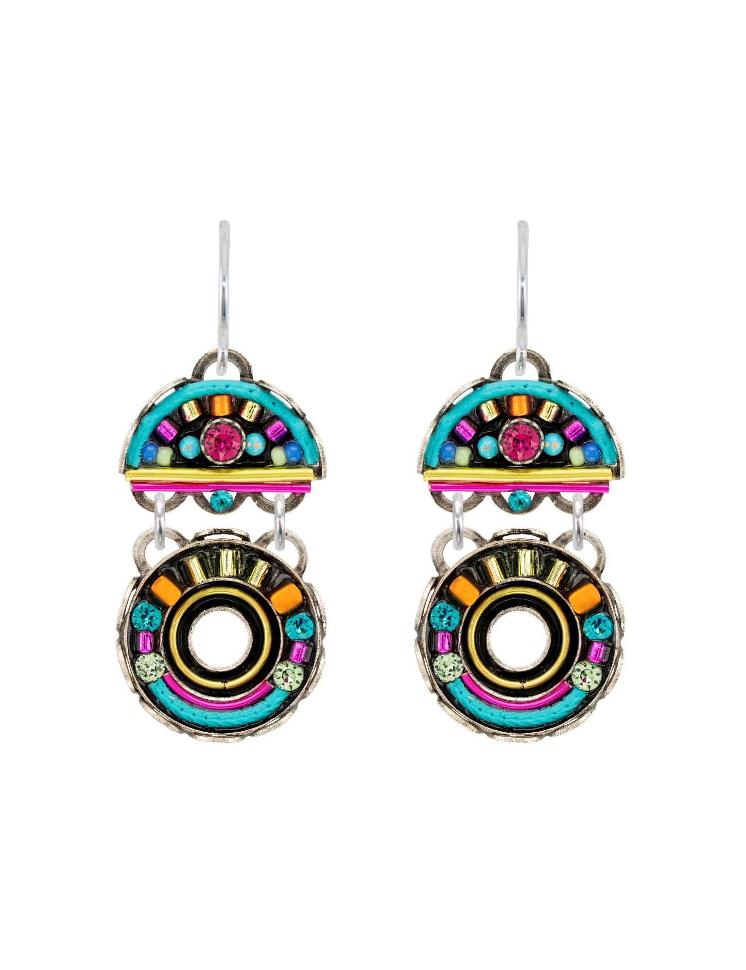 E677-MC Cirque 2 Tier Earrings-Multicolor