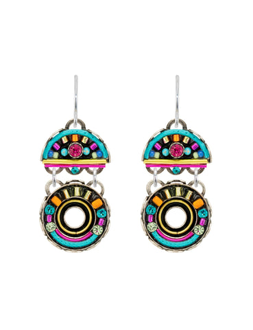 E677-MC Cirque 2 Tier Earrings-Multicolor