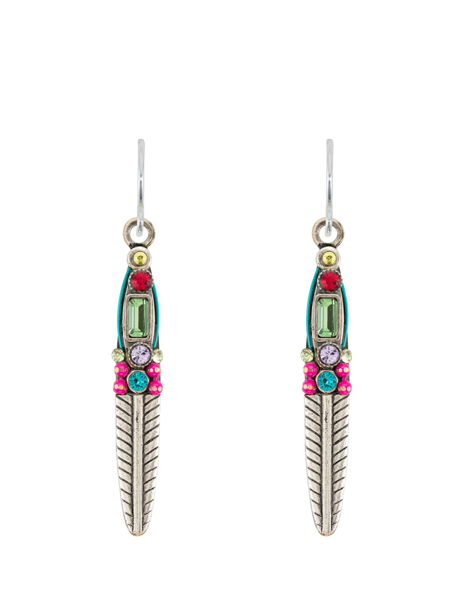 E682-MC Feather Earrings-Multicolor