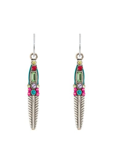 E682-MC Feather Earrings-Multicolor