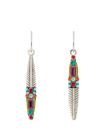 E683-MC Feather Earrings-Multicolor