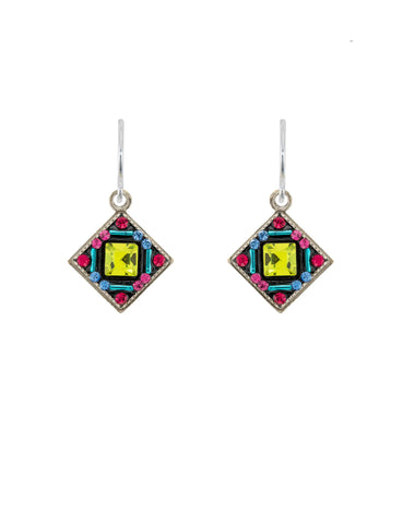 E690-MC Diamond Earrings-Multicolor