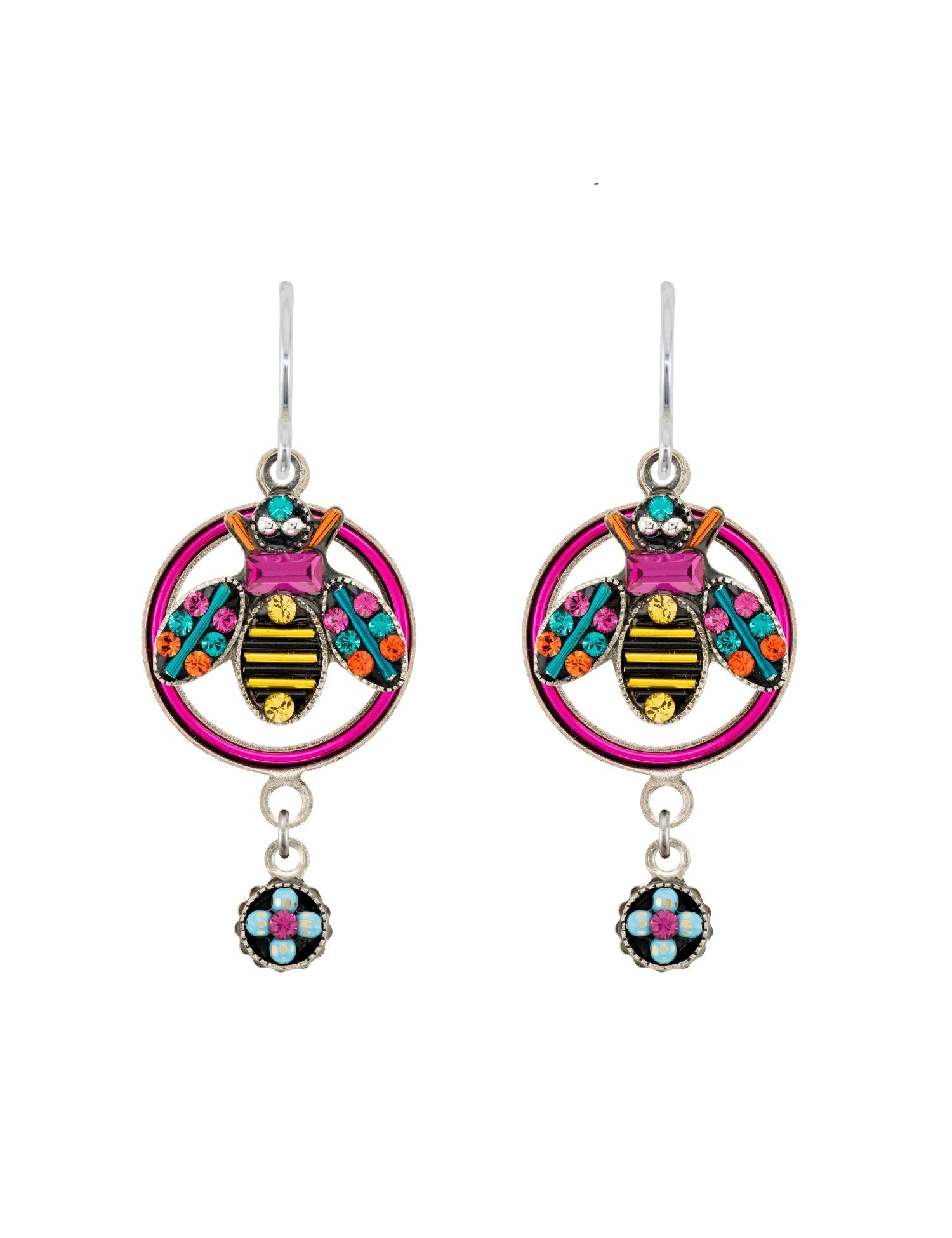 E693-MC Hoop Bee Earrings-Multicolor