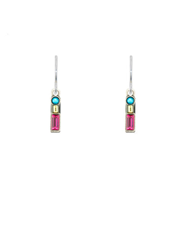 E732-MC Geometric Petite Earrings-Multicolor