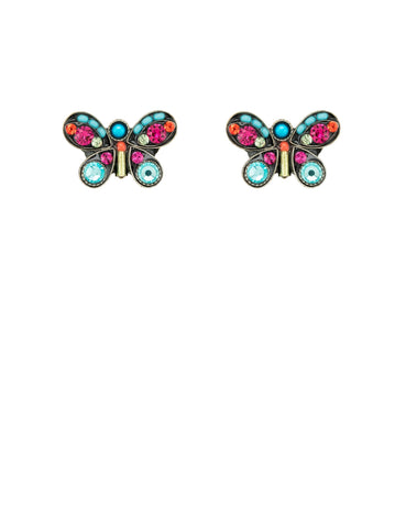 E753P-MC Butterfly Petite w/Post Earrings-Multicolor