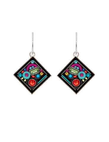 E779-MC Calypso Diamond Shape Earrings-Multicolor