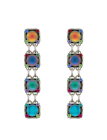 E795P-JT Moonlight Rainbow Linear w/Post Earrings-Jewel Tone