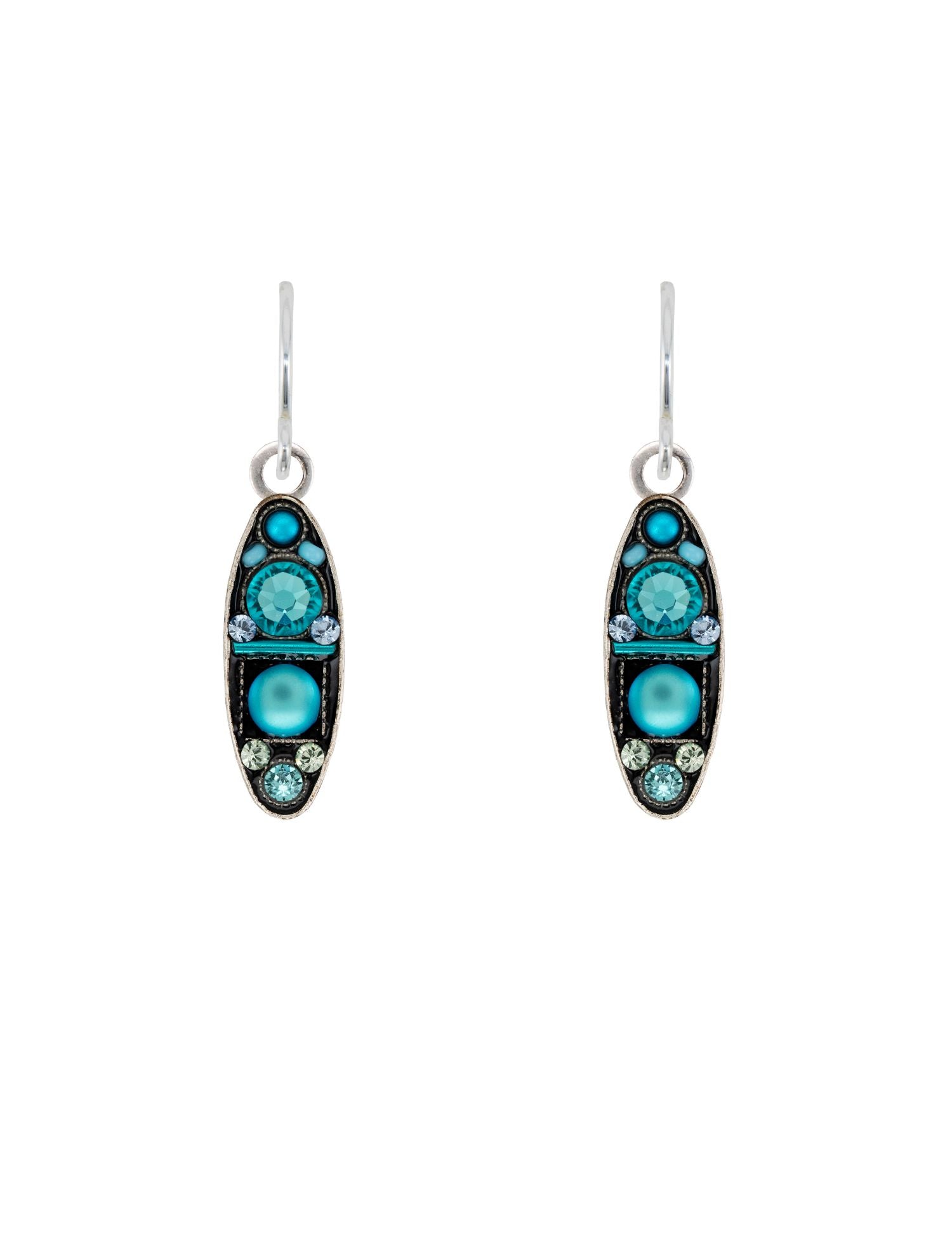 E810-LB Moonlight Long Oval Earrings-Light Blue