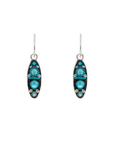 E810-LB Moonlight Long Oval Earrings-Light Blue