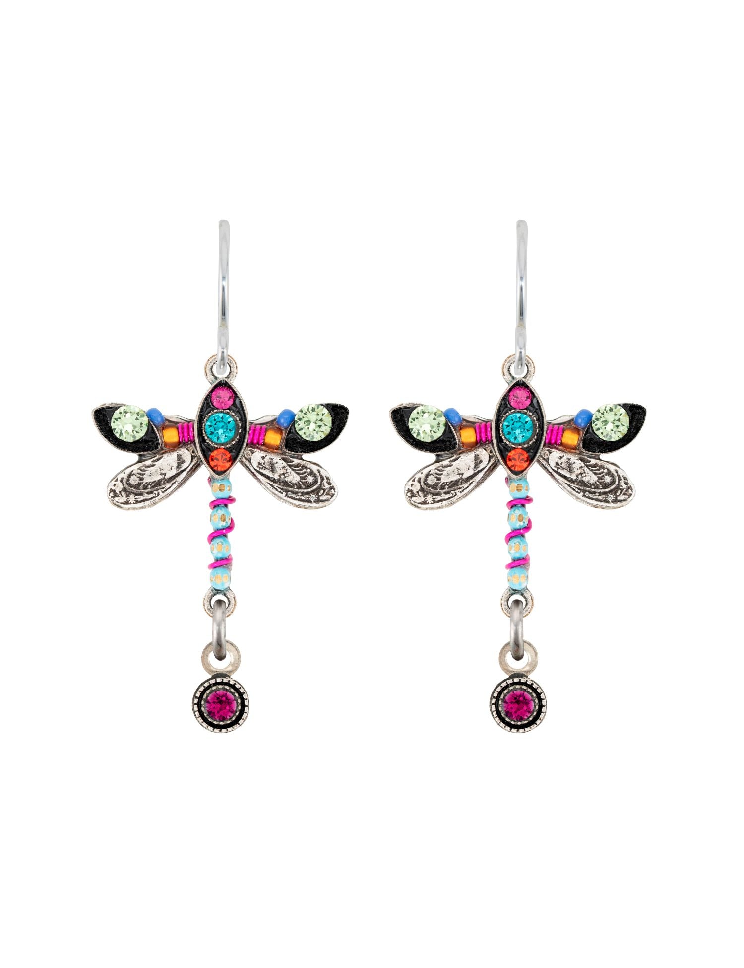 E818-MC Dragonfly Earrings-Multicolor