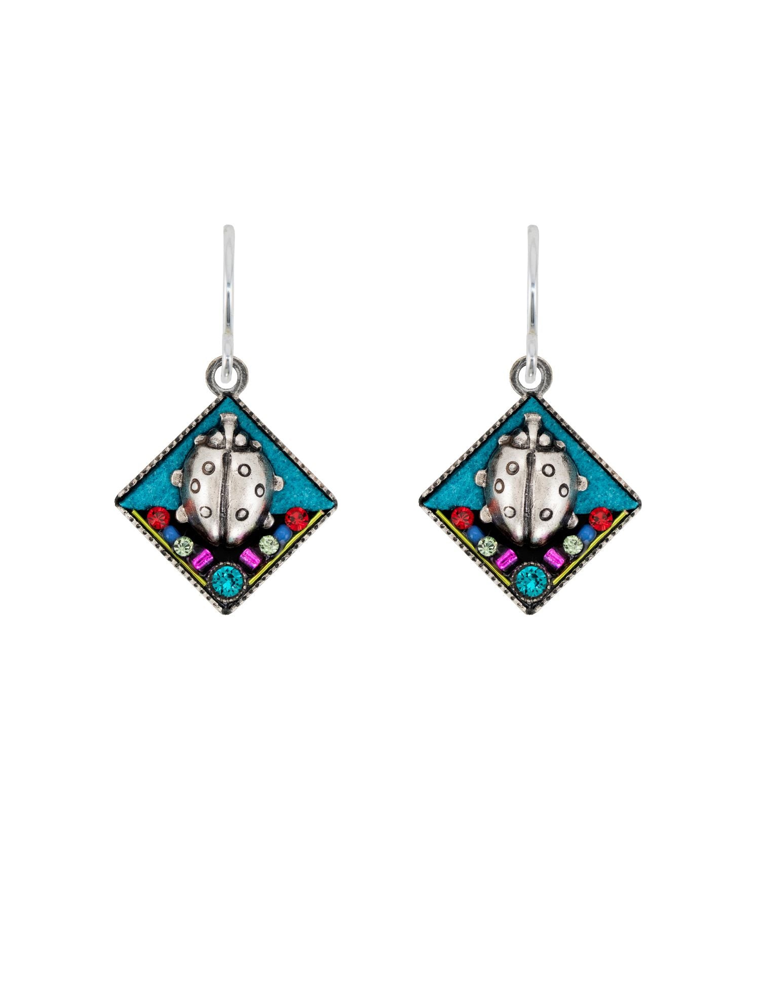 E829-MC Nature Ladybug Earrings-Multicolor