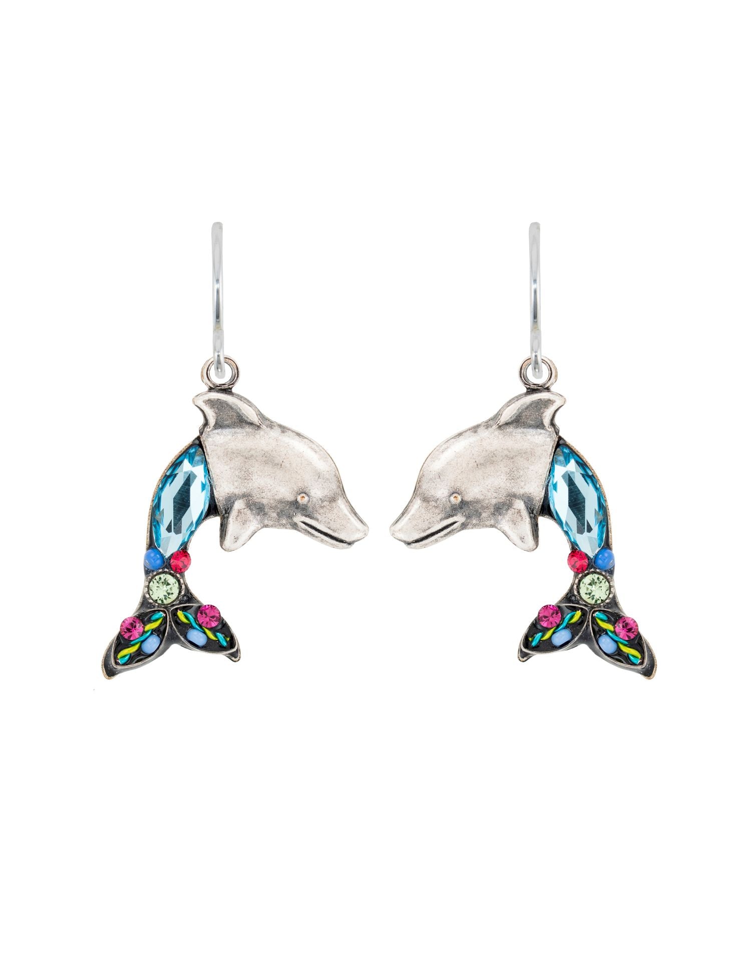 E838-MC Dolphin Earrings-Multicolor