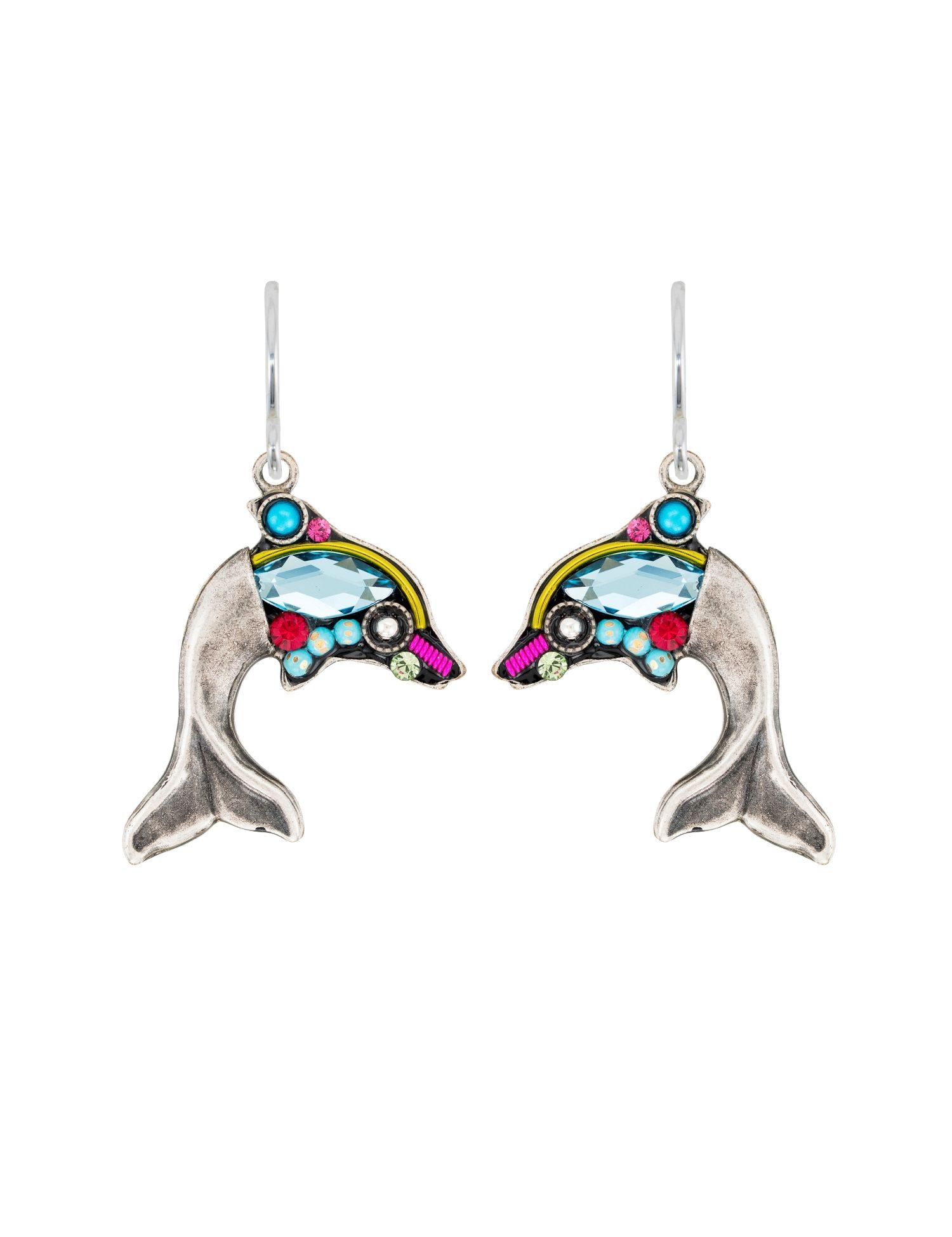 E840-MC Dolphin Earrings-Multicolor