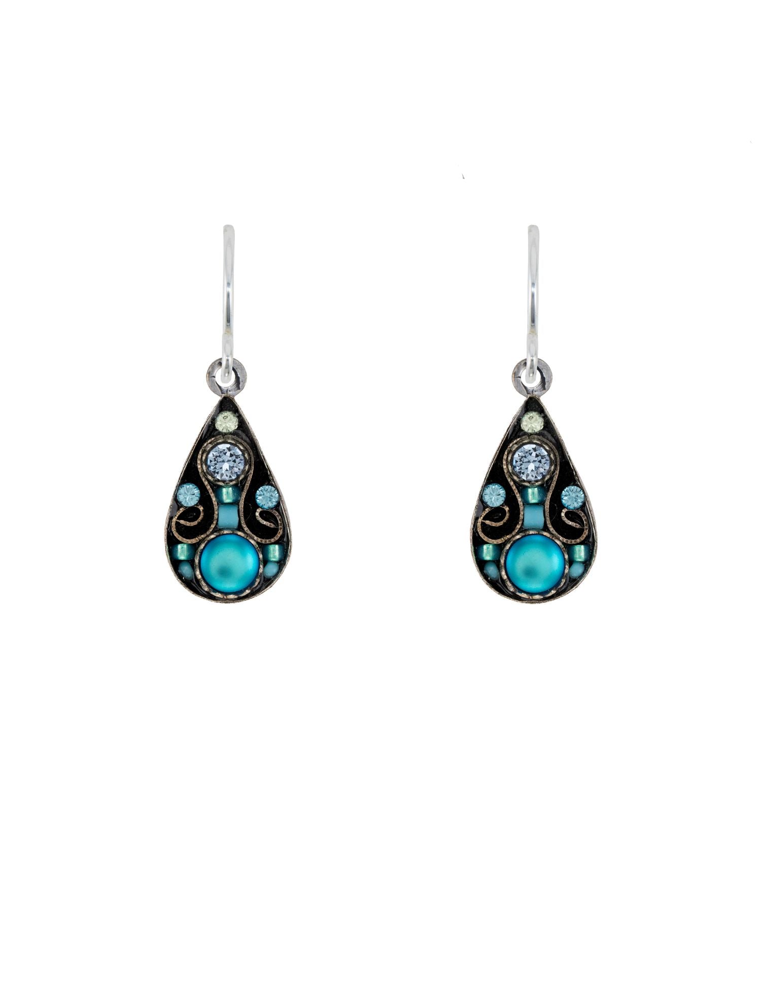 E918-LB Moonlight Arabesque Drop Earrings-Light Blue