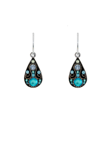 E918-LB Moonlight Arabesque Drop Earrings-Light Blue