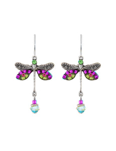 6625-HP Dragonfly Earrings-Hot Pink