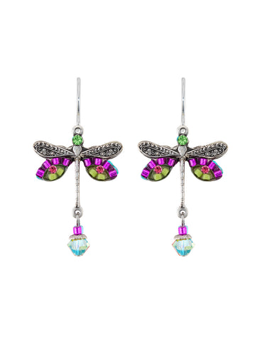 6625-HP Dragonfly Earrings-Hot Pink