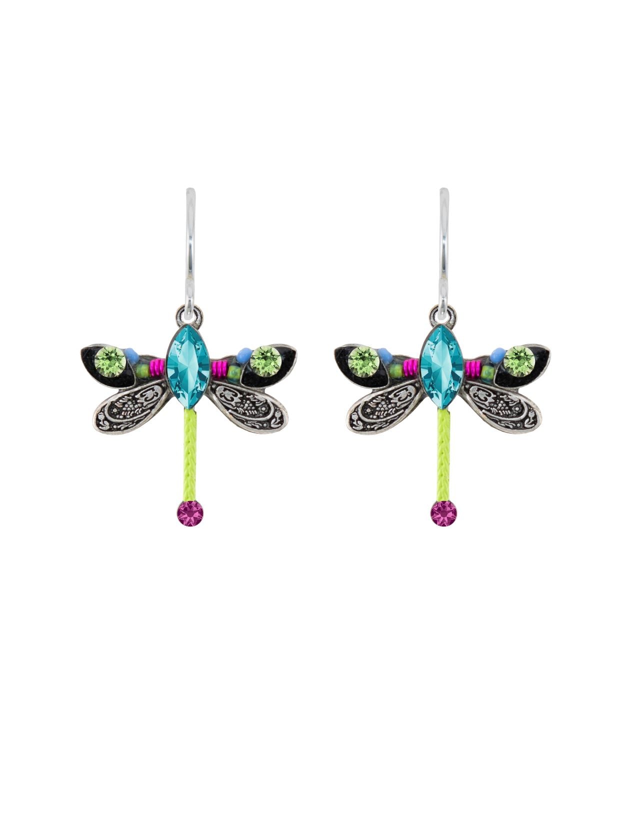 6806-MC Petite Dragonfly Earrings-Multicolor