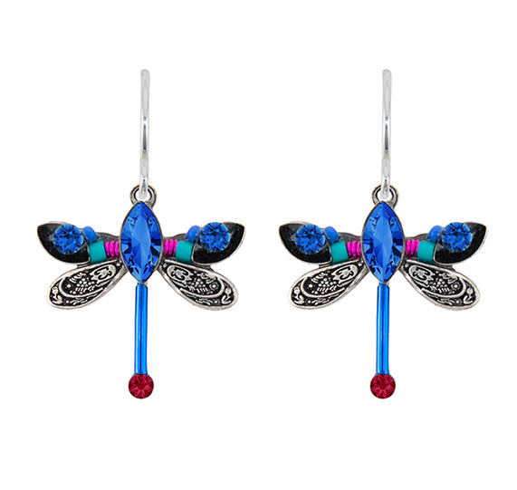 6806-SAP Petite Dragonfly Earrings-Sapphire