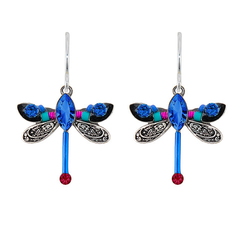 6806-SAP Petite Dragonfly Earrings-Sapphire