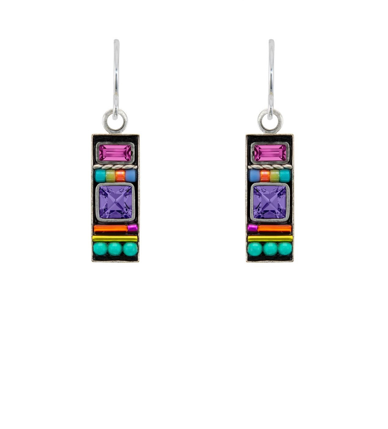 7477-MC La Dolce Vita Rectangle Earrings-Multicolor