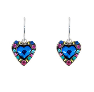 7557-BB Rose Heart Earrings - Bermuda Blue