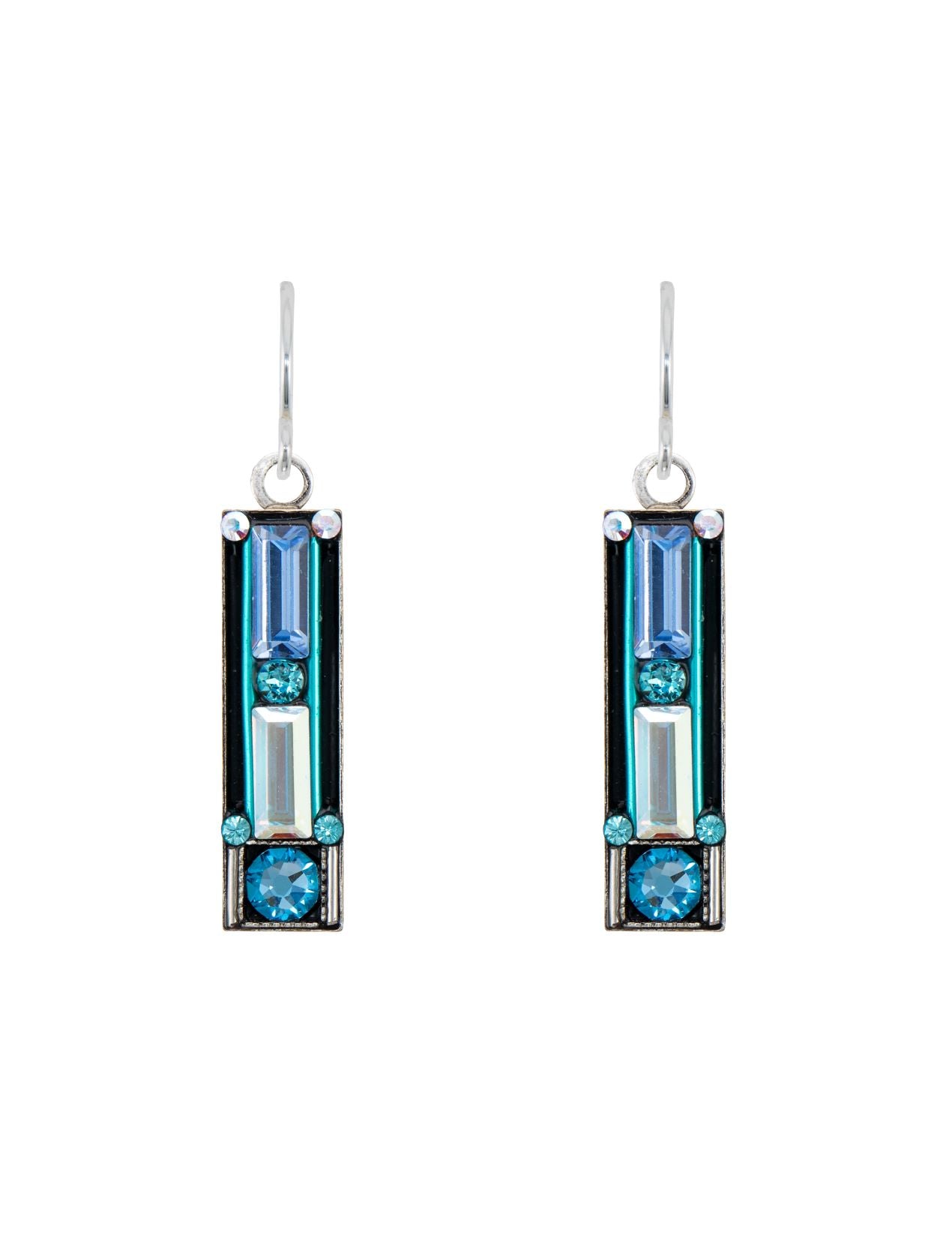 7621-ICE Architectural Rectangle Earrings-Ice