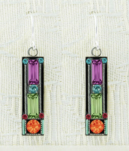 7621-MC Architectural Rectangle Earrings - Multicolor