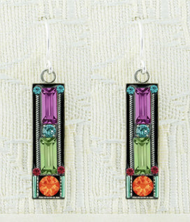 7621-MC Architectural Rectangle Earrings - Multicolor