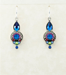 7755-BB Round Drop Earrings--Bermuda Blue