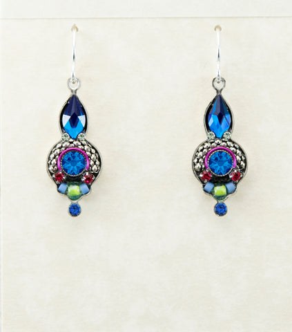 7755-BB Round Drop Earrings--Bermuda Blue