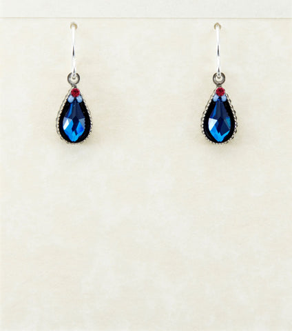 7823-BB Petite Drop Flame Earrings-Bermuda Blue