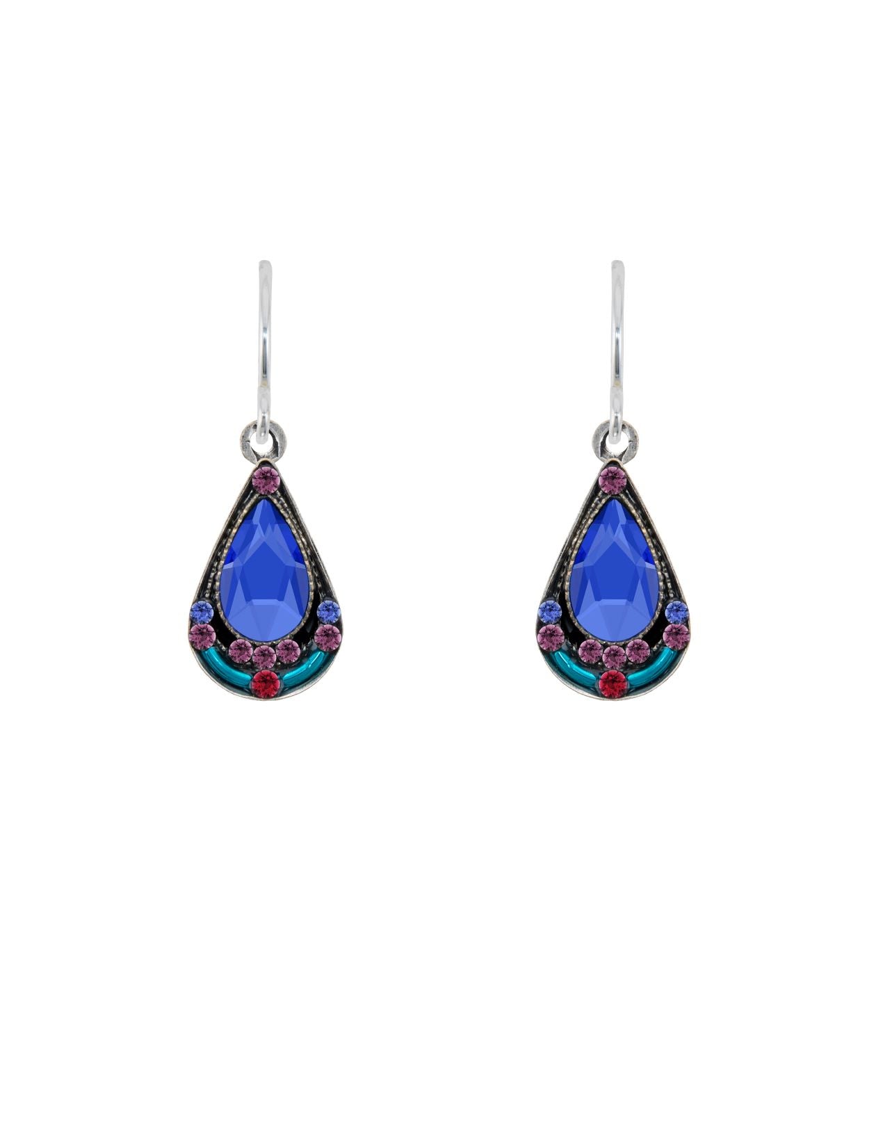 7913-SAP Mosaic Drop Earrings-Sapphire