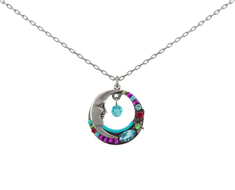 8356-LT Celestial Moon Pendant - Light Turquoise