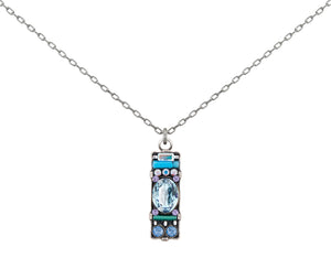 8486-LB Bar Pendant Necklace - Light Blue