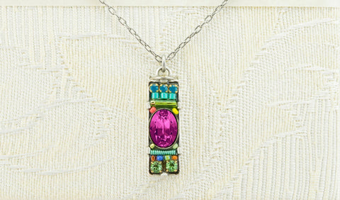 8486-MC Bar Pendant Necklace-Multi Color