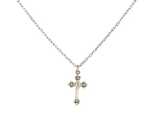 8496-SIL Dainty Color Cross Necklace - Silver