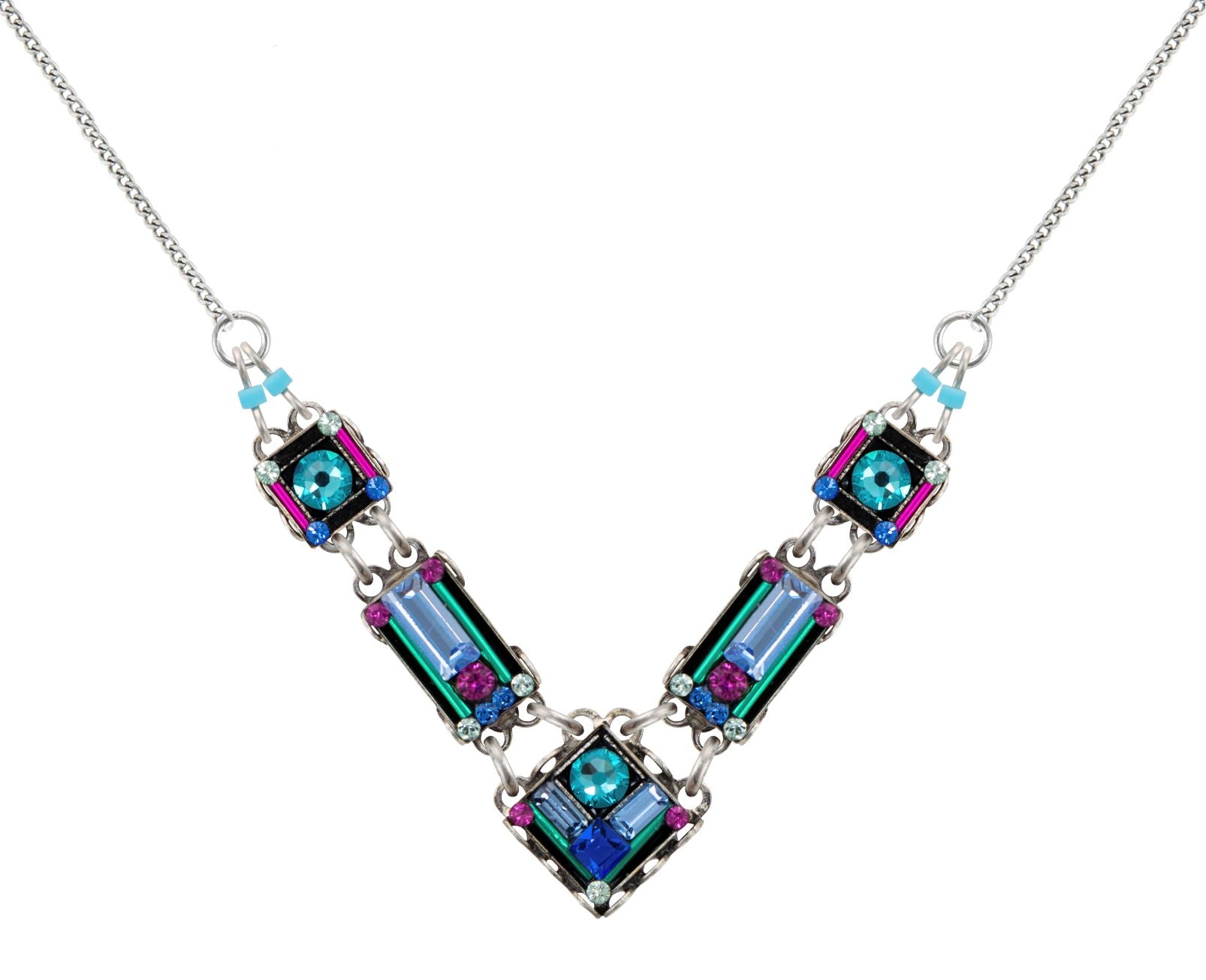 8933-LT Architectural Small Necklace - Light Turquoise