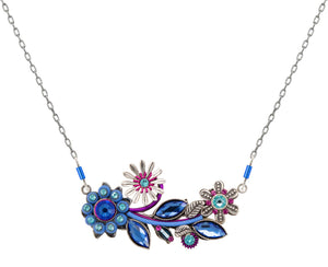 8949-SAP Botanical Flower Necklace-Sapphire