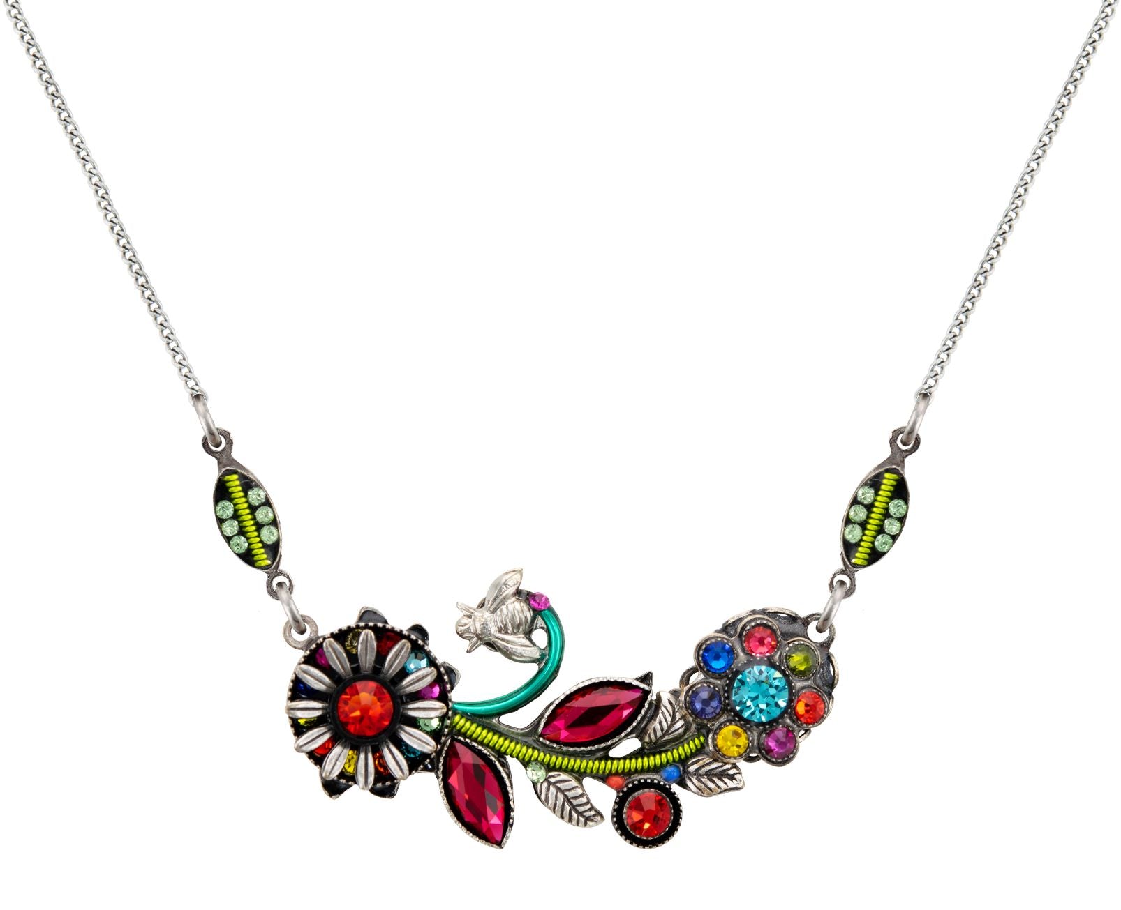 8950-MC Botanical Flower Necklace - Multicolor