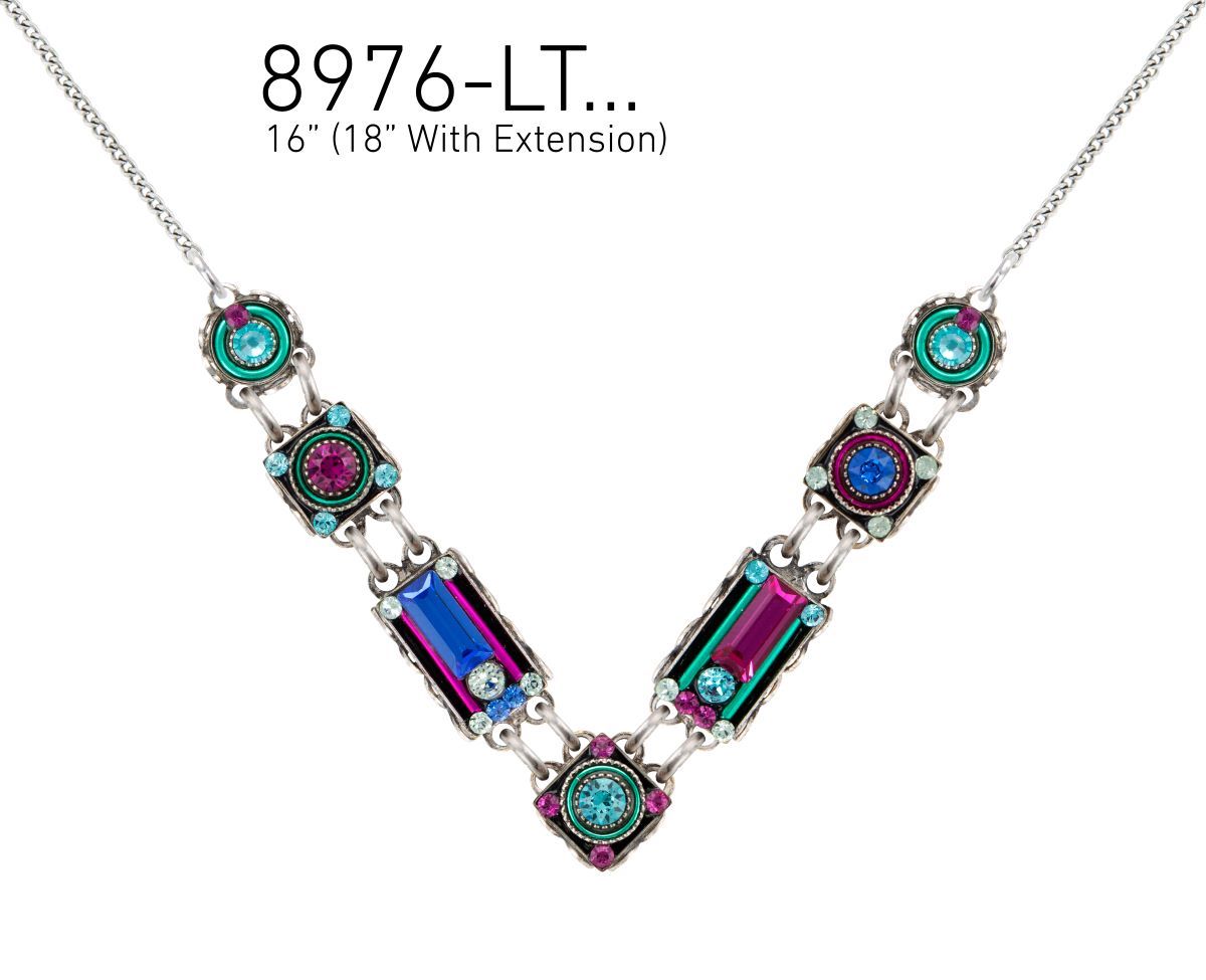 8976-LT Architectural Necklace-Light Turquoise