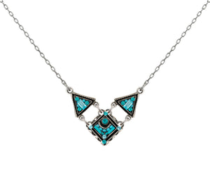 8996-TURQ Architectural V Necklace-Turquoise