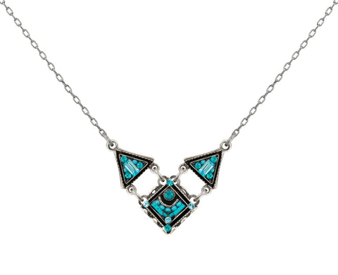 8996-TURQ Architectural V Necklace-Turquoise