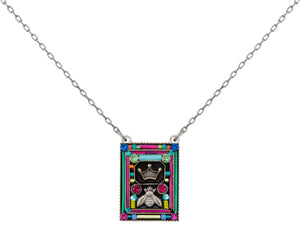 9004-MC Queen Bee Rectangle Pendant-Multicolor