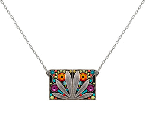 9006-MC Botanical Square Leaf Pendant-Multicolor